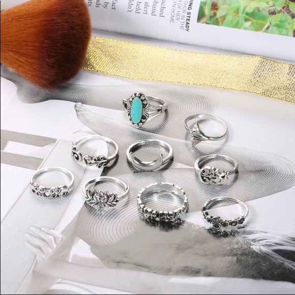 Bohemian turquoise elephant ring set - Picture 3 of 8